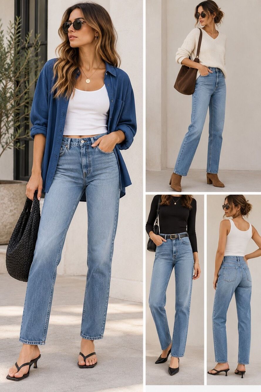 GAP 90s Straight Jeans High Rise Light Wash Denim Size 16R 33 Minimalist Casual